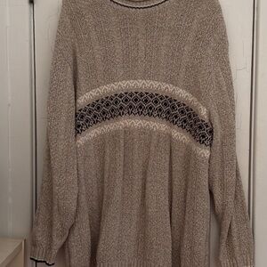 Cozy Beige and Black Patterned Sweater